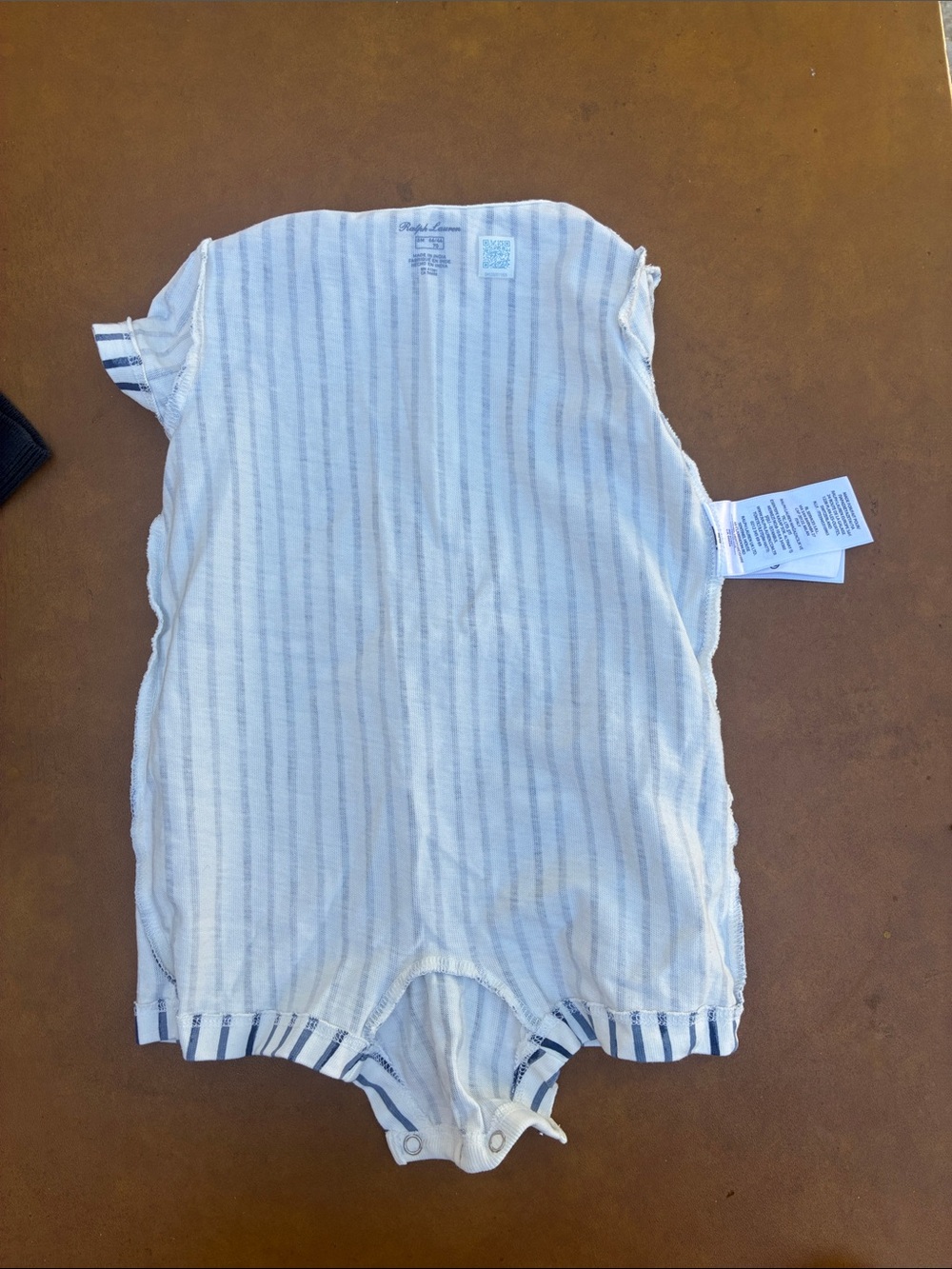 Ralph Lauren Baby Boy Striped Cotton Henley Shortall 6M - Picture 7 of 12